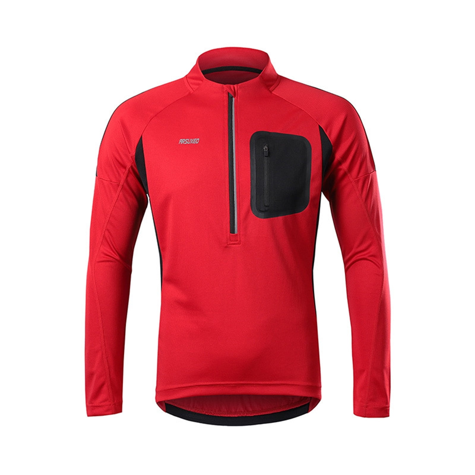 Hotlion Men's Long Sleeve Cycling Jersey – Breathable Bike Shirt, 3 Back Pockets, Reflective