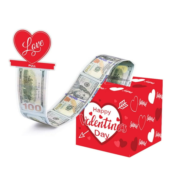 under 5 dollars Valentine's Day Money Box for Cash Pull Money Box for Cash Gift with Greeting Card Valentine Surprise Money Roll Gift Box DIY Money Box