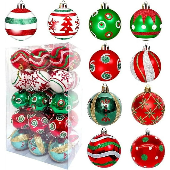 30pcsChristmas Ball Ornaments, 2.35 Inch Christmas Balls, Shatterproof Christmas Balls to Decorate the Christmas Tree, Painting and Glittering Christmas Hanging Balls for Party Events