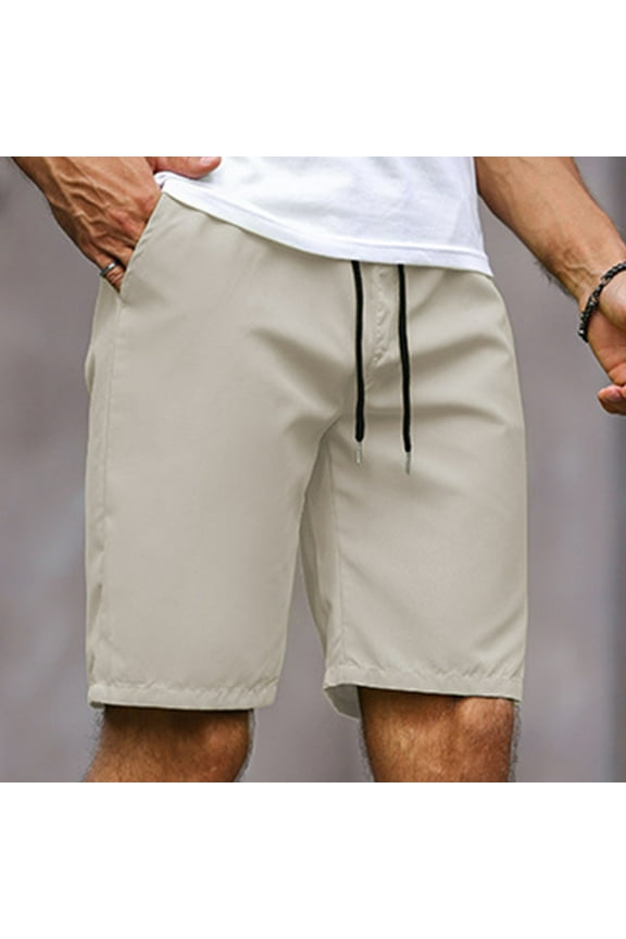 Mens Casual Shorts Drawstring Summer Shorts Elastic Waist Lightweight Athletic Workout Twill Chino Shorts Khaki XXL