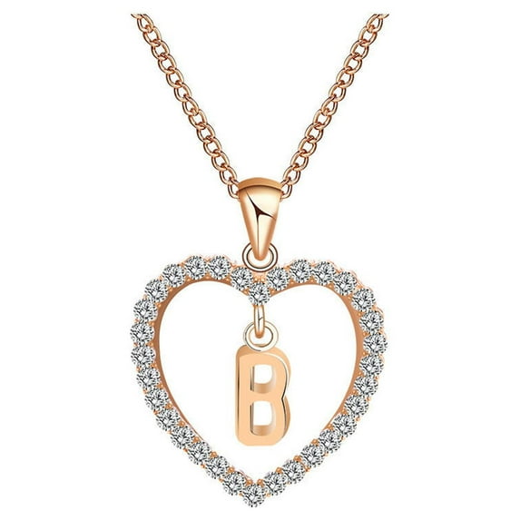 clearance under $5 LSLJS Necklaces for Women Love Heart Necklace 26 English Letter Name Chain Pendant Necklaces Jewelry Gift for Women/Her,/Mom