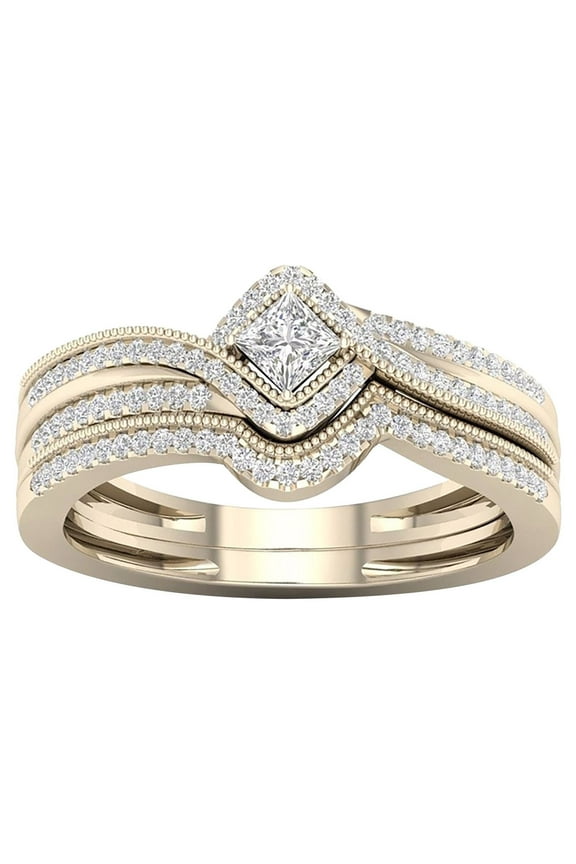 clearance under $5 LSLJS Rhinestone Rings Set For Women 2PCS Stackable Bands Engagement Wedding, Valentine's Day Gifts for Her