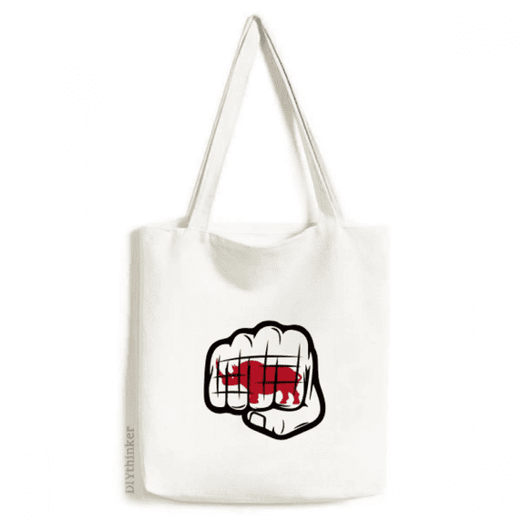 clenched rhinoceros imprisd free tote canvas bag shopping satchel casual handbag