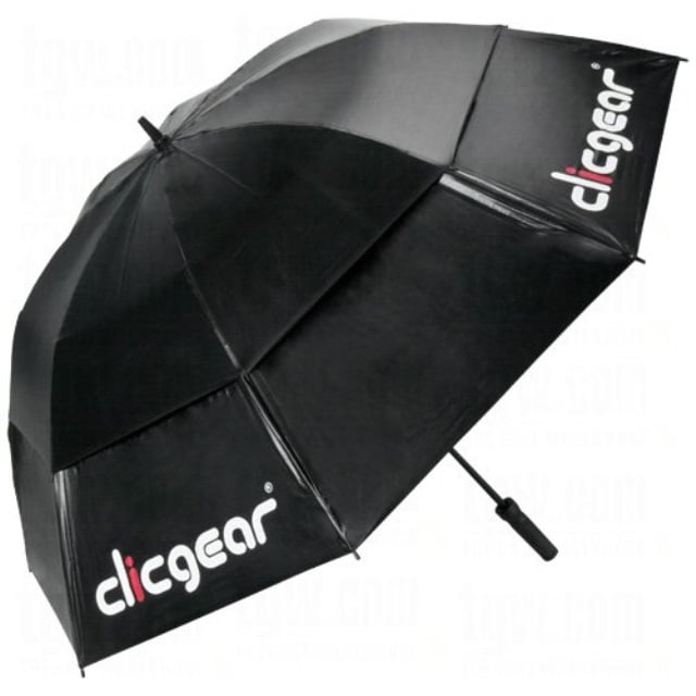 Clicgear Double-Canopy 68” Wind Resistant Umbrella for Sun and Rain (Black)