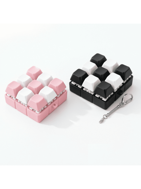 clicky keyboard fidget, Fidget Keyboard Button Clicker Toy, Mini Tactile Keycap Fidget with Detachable Keychain, Anxiety Relief Toy for Programmers Workers Home Travel Use-Black