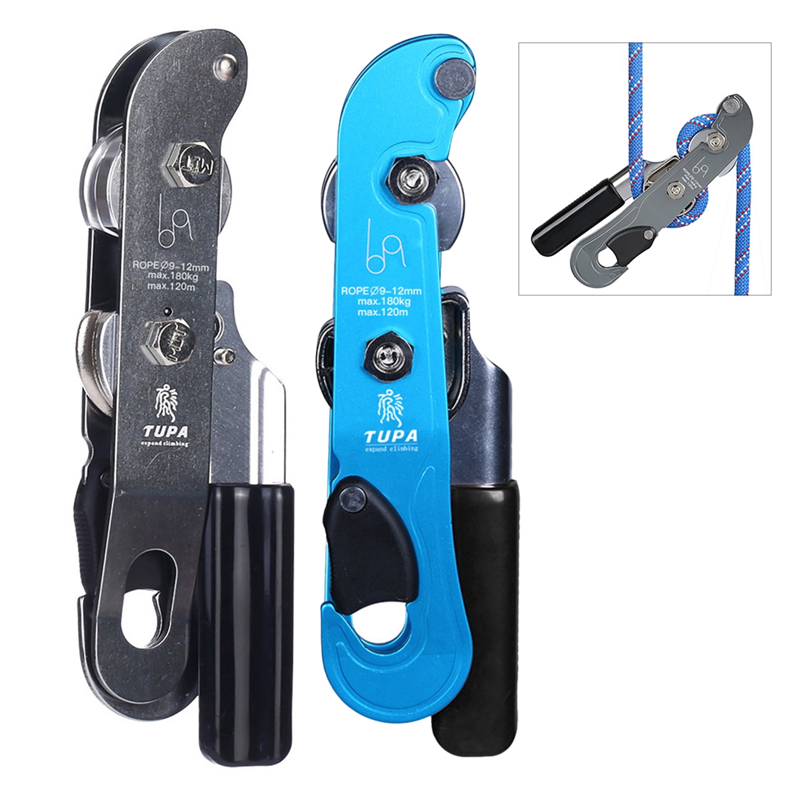 climbing gear ascender and rappelling descender belay device rock