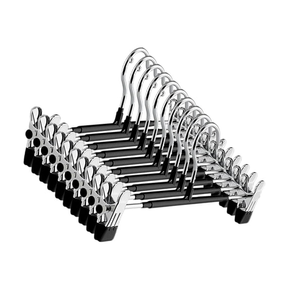 clip pants hangers non-slip Adjustable Width Clothes Hangers Heavy Duty Stainless Steel Garment Clips Space Saving Closet Organizer Bullet Points: