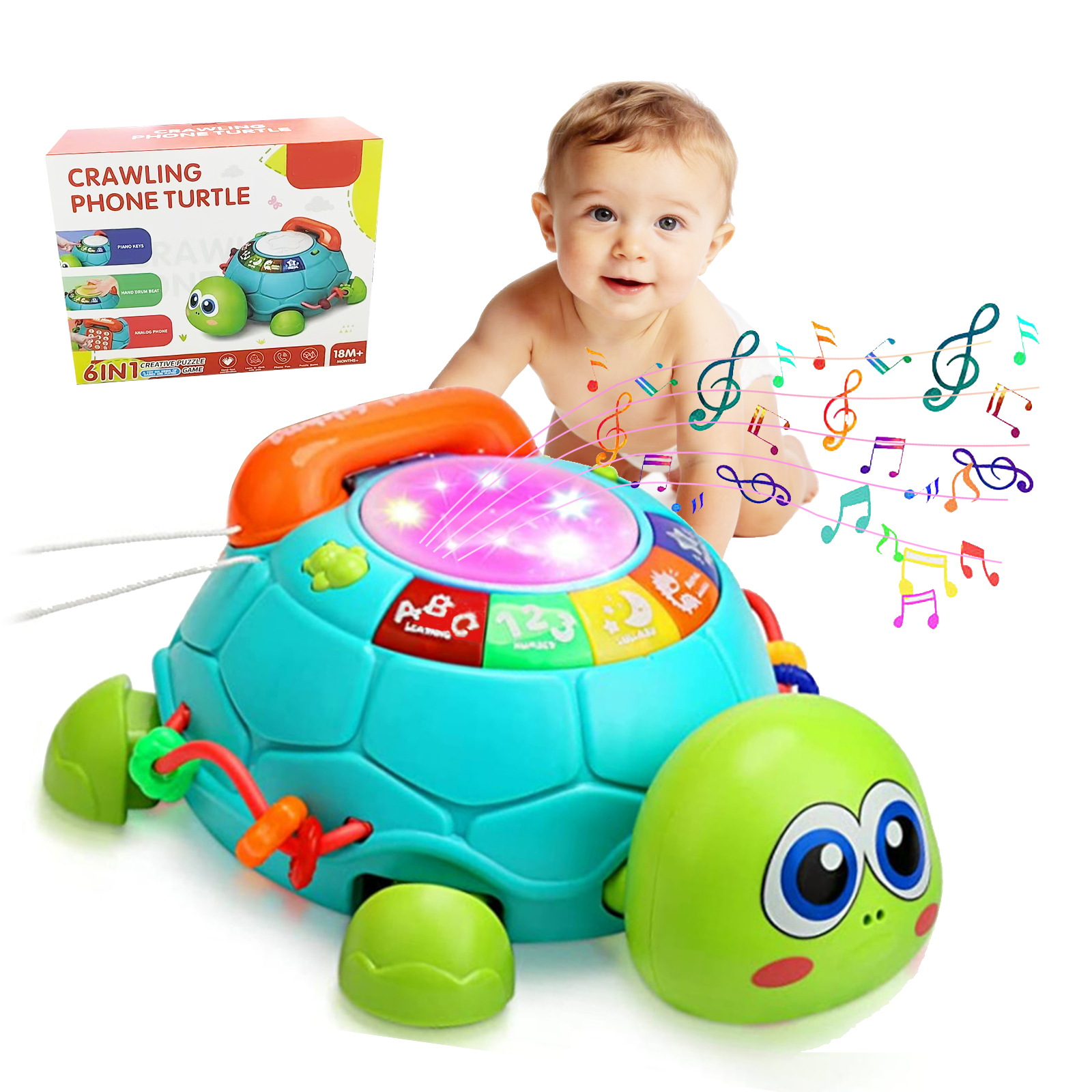 clleylise  Musical Turtle Crawling Infant Toys,baby toys 6-12 months Early childhood toys as Christmas and birthday gifts for babies