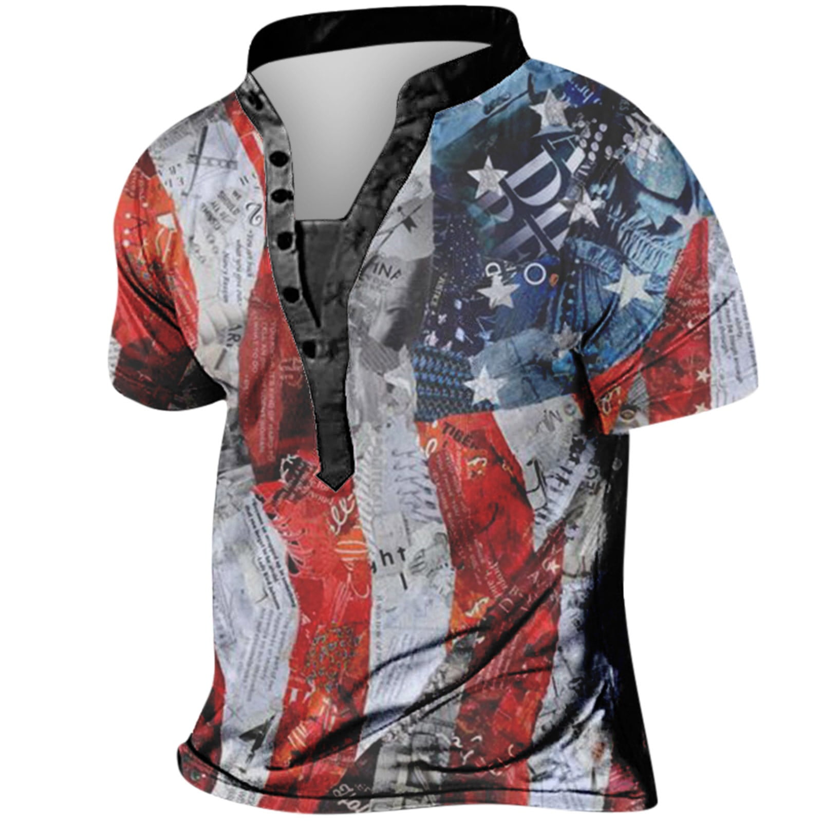 cllios 2024 Clearance 4th of July Shirts for Men Patriotic Red White and Blue Graphic Tees Slim