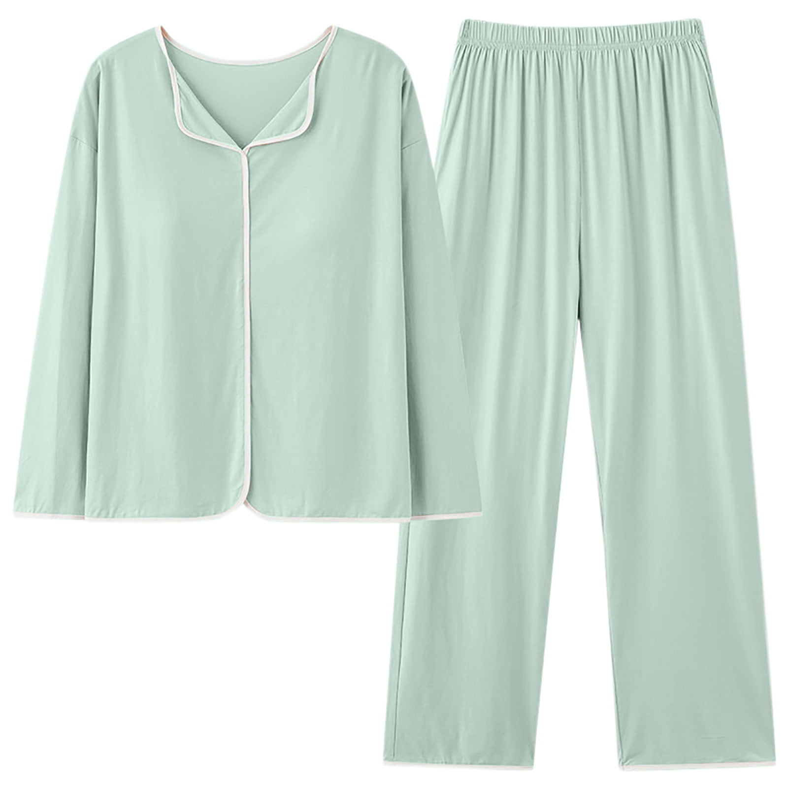 cllios 2024 Clearance Pajamas Sets Women's Solid Color Long Sleeved