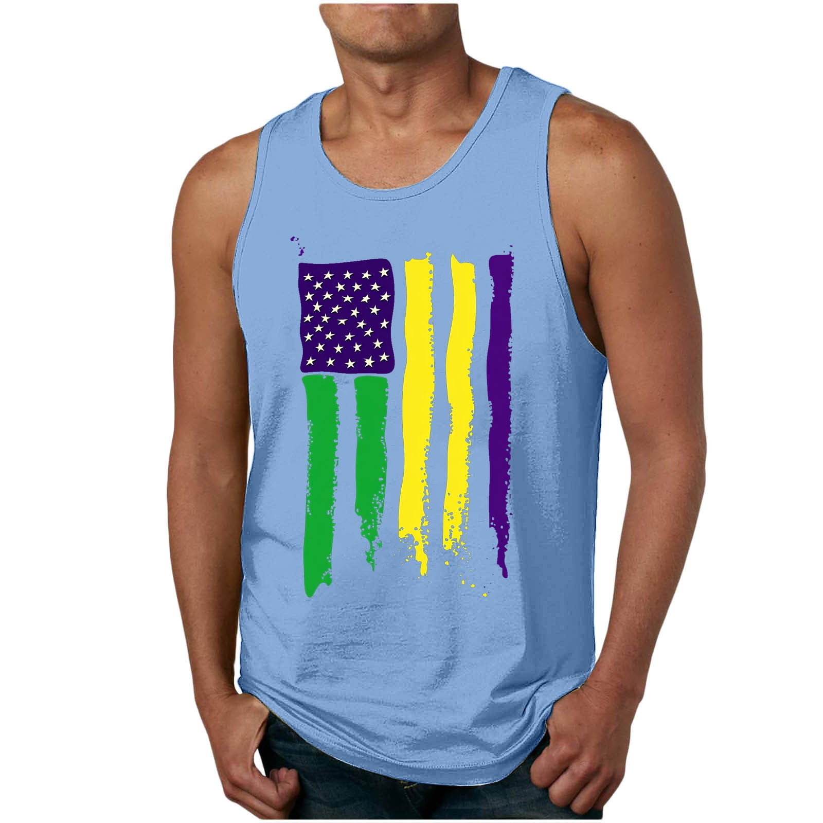 cllios 2024 Mardi Gras Tank Tops for Men Tuesday Carnival Mask Printed