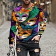 thumbnail image 1 of cllios Mardi Gras Shirts for Men Funny Mask Graphic Tees Carnival Themed Long Sleeve Basic Tshirts Lightweight Crewneck Holiday Party Tops, 1 of 5