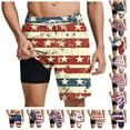thumbnail image 1 of cllios 4th of July Men Shorts American Flag Print Swim Trunks with Compression Liner Quick Dry Lightweight Shorts Casual Summer Vacation Beach Shorts, 1 of 7