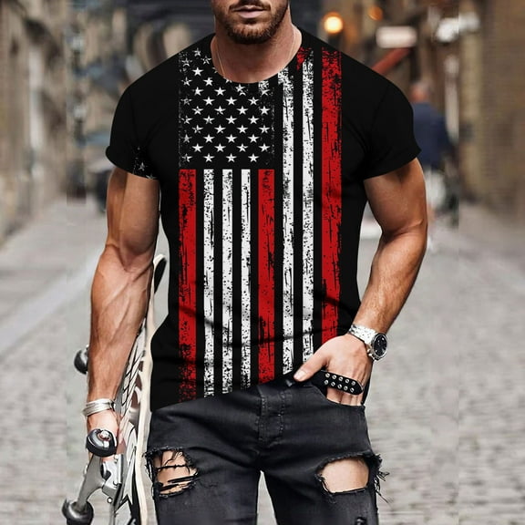 cllios 4th of July Mens Muscle Tshirts Big and Tall Patriotic Shirts for Men Independence Day American Flag Graphic Tees Short Sleeve Workout Gym Tops