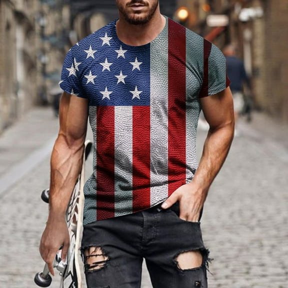 cllios 4th of July Mens Shirts Short Sleeve Workout T Shirt Independence Day Patriotic Tee Shirts for Men Vintage American Flag Graphic Tees Camisetas Para Hombre