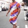 thumbnail image 1 of cllios 4th of July Outfit for Men 2 Piece Set Independence Day Mens Athletic Outfits Short Sleeve Shirts and Drawstring Shorts Set American Flag Matching Suits Independence Day Workout Tracksuits, 1 of 5