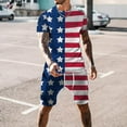 thumbnail image 1 of cllios 4th of July Outfits Men 2 Piece Patriotic American Flag Graphic Tees Regular Fit Round Neck Top and Sporty Drawstring Shorts Sets Track Suits, 1 of 5