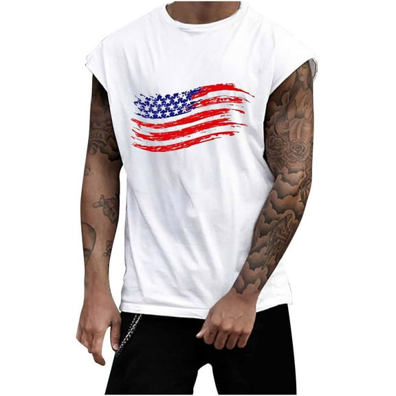 cllios 4th of July Shirts Mens Muscle Tank Tops Sleeveless Stars Stripes Graphic Tee Gym Workout Independence Day American Flag Shirt