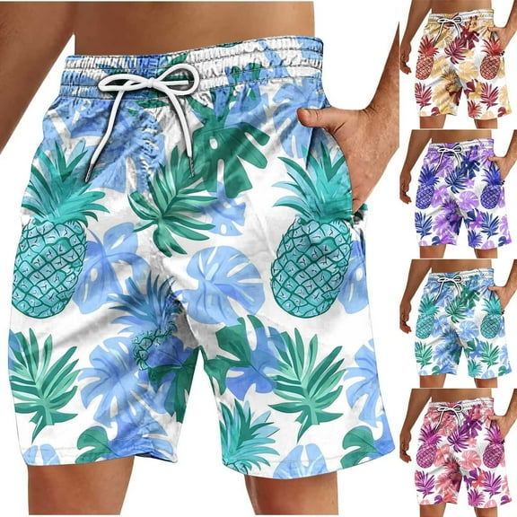cllios 5 Inch Swim Trunks for Men,Mens Swimming Trunks Tropical Printed Swim Trunks Quick Dry Swim Shorts No Mesh Lining Funny Swimwear Bathing Suits with Pockets