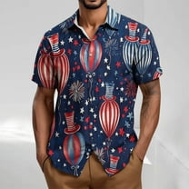 cllios American Flag Shirts for Men Short Sleeve Button Down Patriotic Shirts Mens 4th of July Bowling Tshirts Regular Fit Button Up Holiday Tops