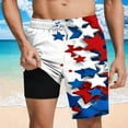 thumbnail image 1 of cllios American Flag Swim Trunks for Men with Compression Liner Board Shorts 4th of July Quick Dry Swimming Shorts Funny Red White and Blue Swim Shorts Swimsuit, 1 of 6