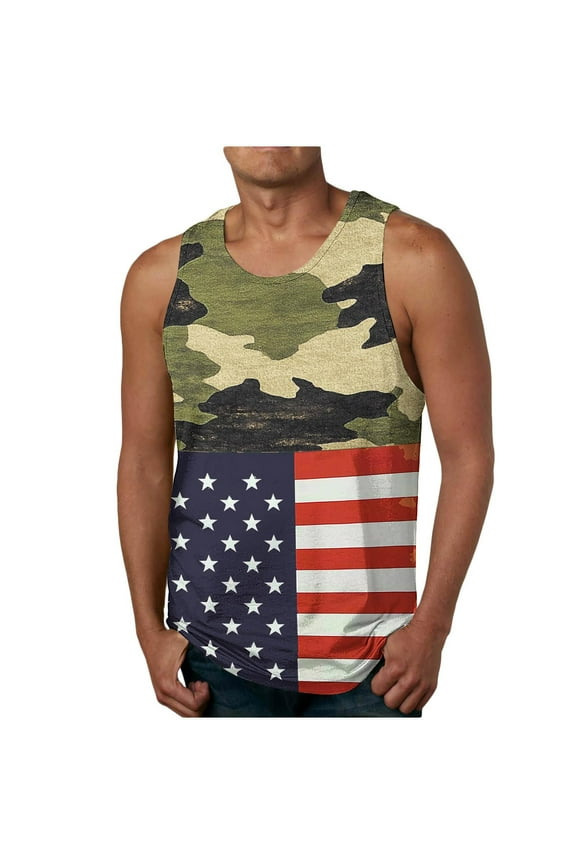 American Flag Tank Tops for Men 4th of July Mens Shirts Patriotic Sleeveless Muscle Tees Casual Crewneck Workout Undershirts Independence Day Men's Gift Shirts