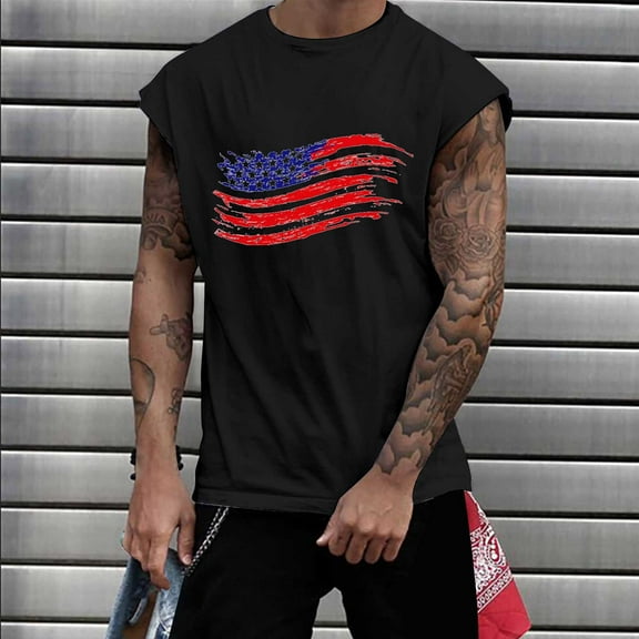 cllios American Flag Tank Tops for Men 4th of July Shirts Patriotic Sleeveless Muscle Tees Independence Day Red White and Blue Shirts Summer Gym Workout Vests