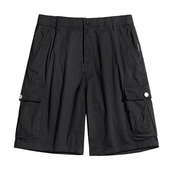 cllios Athletic Cargo Shorts for Men Classic Fit Cotton Outdoor Sport Shorts Summer Elastic Waist Beach Shorts with Pockets