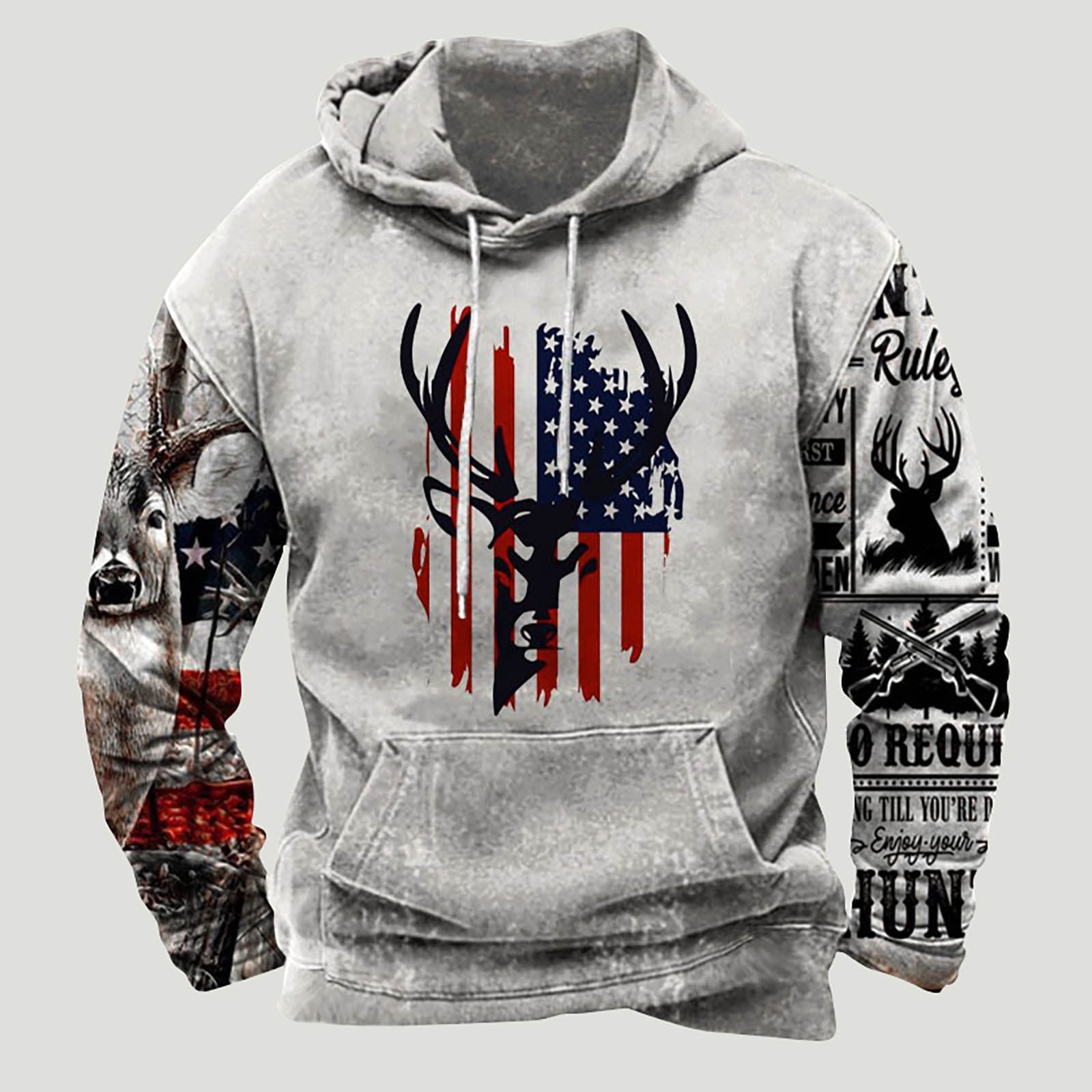 cllios Aztec Hoodies for Men USA Flag Graphic Pullover Western