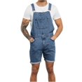 thumbnail image 1 of cllios Bib Overall Shorts for Men Casual Fashion Solid Breast Pocket Denim Shorts Straight Type Overalls, 1 of 9