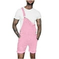 thumbnail image 1 of cllios Bib Overall Shorts for Men Casual Fashion Solid Breast Pocket Denim Shorts Straight Type Overalls, 1 of 7