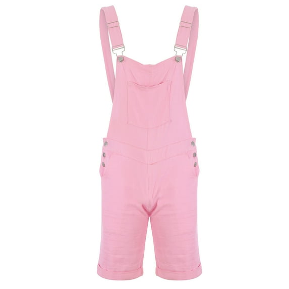 cllios Bib Overall Shorts for Men Casual Fashion Solid Breast Pocket Denim Shorts Straight Type Overalls