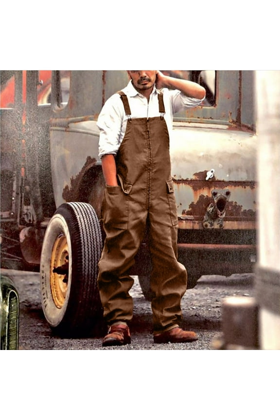 Bib Overalls for Men Denim Plus Size Adjustable Strap Washed Jeans Jumpsuits Loose Fit Pocket Overalls