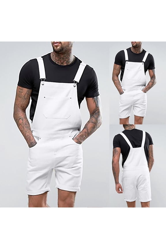 Bib Overalls for Men Denim Plus Size Outdoor Work Practical Jeans Jumpsuits Comfortable Pocket Overalls Mens Shorts