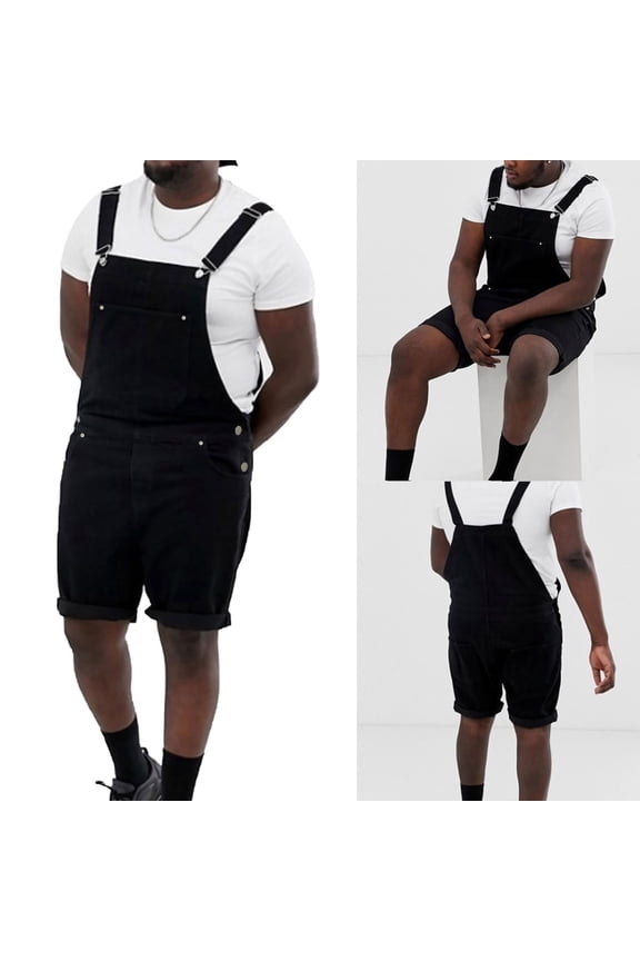 Bib Overalls for Men Denim Regular Fit Adjustable Strap Practical Jeans Jumpsuits Classic Pocket Overalls Mens Shorts