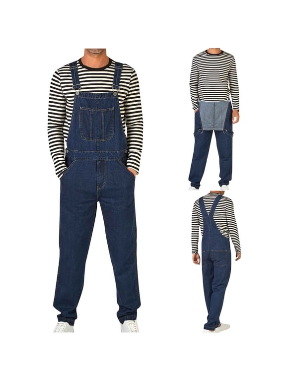 Bib Overalls for Men Denim Big and Tall Adjustable Strap Practical Jeans Jumpsuits Comfortable Pocket Overalls
