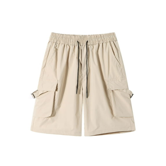 cllios Big and Tall Cargo Shorts for Men Elastic Waist Drawstring Short Pants Multi Pockets Classic Fit Solid Work Pants Summer Golf Shorts Mens Cargo Shorts Under 15