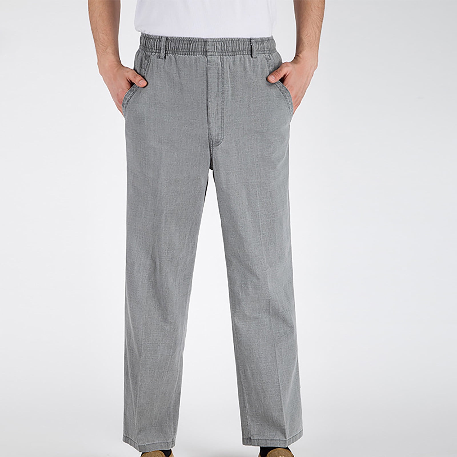 cllios Big and Tall Linen Pants for Men Straight Leg Elastic Waist
