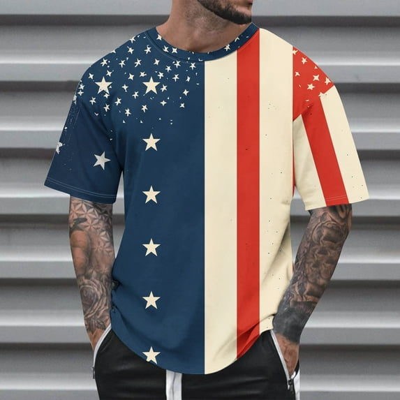 cllios Big and Tall Shirts for Men 4th of July American Flag Graphci Tees Loose Fit Short Sleeve T Shirts Casual Round Neck Tshirts Independence Day Mens T-Shirts