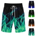 thumbnail image 1 of cllios Big and Tall Shorts for Men Cotton Linen Flame Shorts Loose Casual Elastic Waistband Workout Shorts Regular Fit Drawstring Knee Length Sports Shorts, 1 of 4