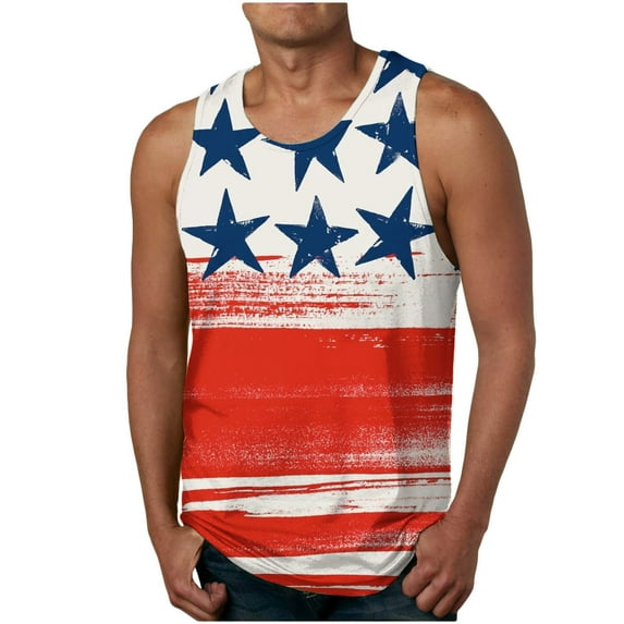 cllios Big and Tall Tank Tops for Men 4th of July American Flag Graphic Tees Casual Sleeveless Workout Muscle T Shirts USA Flag Patriotic Shirt Deals of the Day