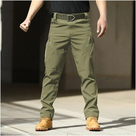 cllios Black Cargo Pants Men Multi Pockets Tactical Pants Lightweight Military Work Trousers Water Resistant Ripstop Work Hiking Pants