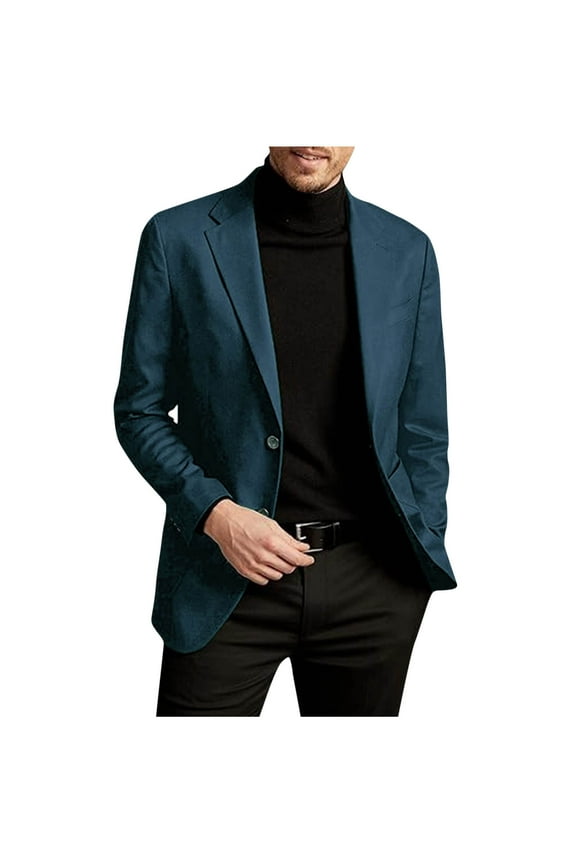 Blazer for Men Solid Color Suit Shawl Collar Single Two Buttons Slim Fit Pocket Blazer Jackets Lightweight Dress Blazers for Dinner Party Prom Banquet