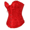 thumbnail image 1 of cllios Brocade Corset Tops for Women Overbust Corset Waist Cincher Victorial Floral Strapless Bodyshaper Eyelet Lace Up Boned Bodice Top, 1 of 5