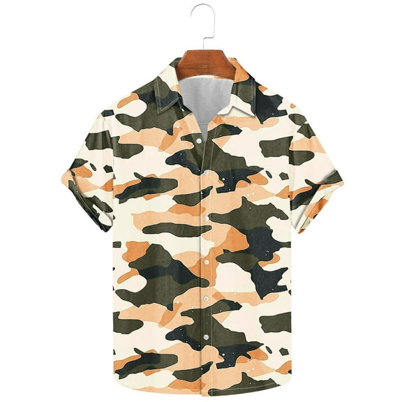 cllios Camo Tactical Hawaiian Shirts for Men Casual Button Down Beach Tshirts Short Sleeve Summer Shirts Holiday Party Tees