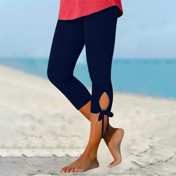 cllios Capri Leggings for Women 2024 Tummy Control Knee Length Capris Hight Waisted Cutout Yoga Capri Pants Lightweight Cropped Pants