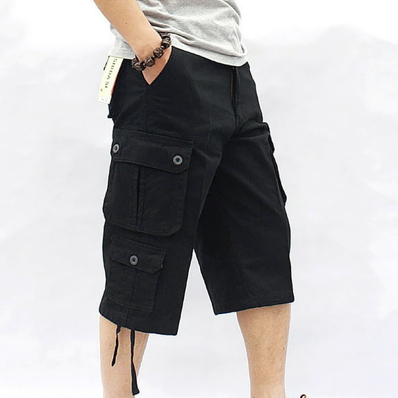 cllios Cargo Capri Pants for Men Relaxed Fit Multi Pockets Shorts Work Tactical Cropped Pants Casual Hiking Cargo Pants