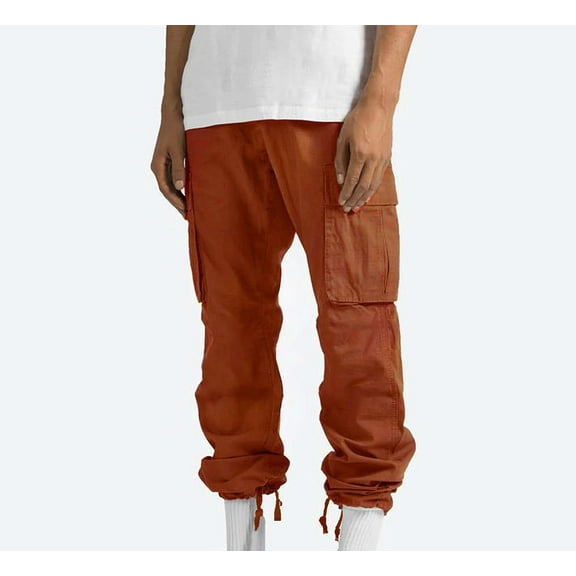 cllios Cargo Pants for Men Casual Athletic Jogger Pants Multi Pocket Outdoor Hiking Pant Cotton Straight Workout Fitness Trousers Lightweight Drawstring Work Pants