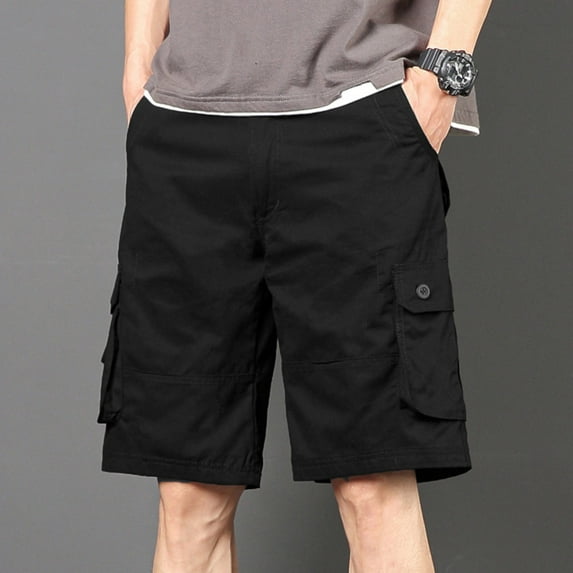 cllios Cargo Shorts for Men Big and Tall Summer Drawstring Casual Shorts Lightweight Workout Cargo Shorts with Multi Pockets Fathers Day Gift Ideas Black,XXXXL
