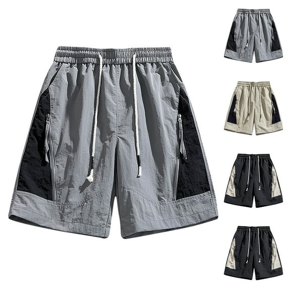cllios Cargo Shorts for Men Big and Tall Drawstring Stretch Waist Lightweight Cargo Short Loose Fit Casual Quick Dry Beach Shorts with Pockets